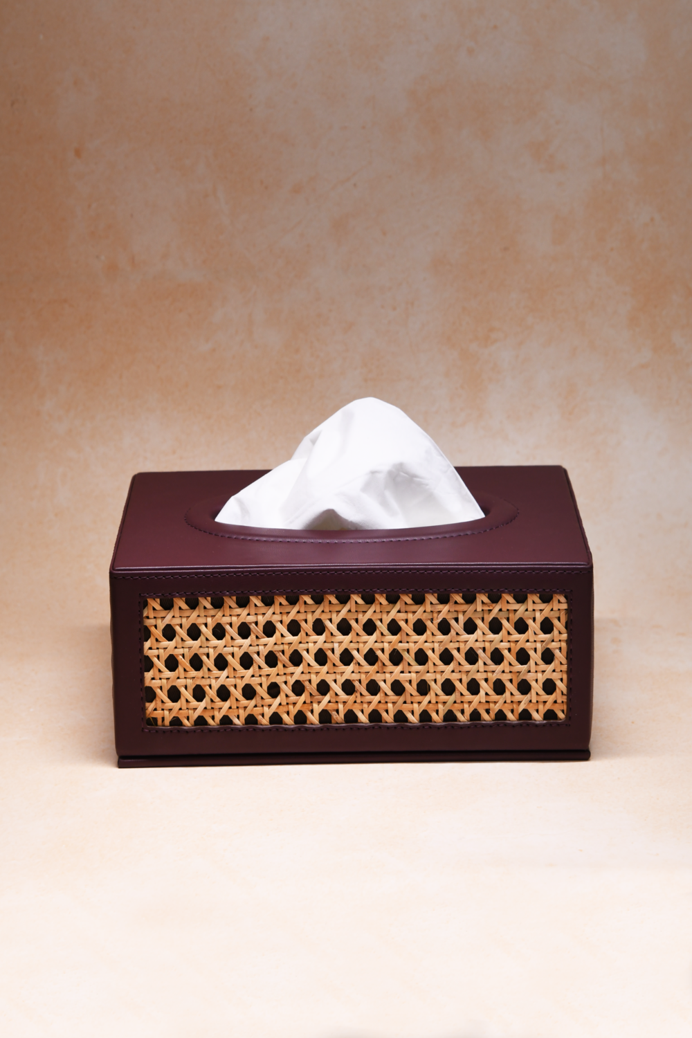 Vegan Leather and Rattan Tissue Box - Weave