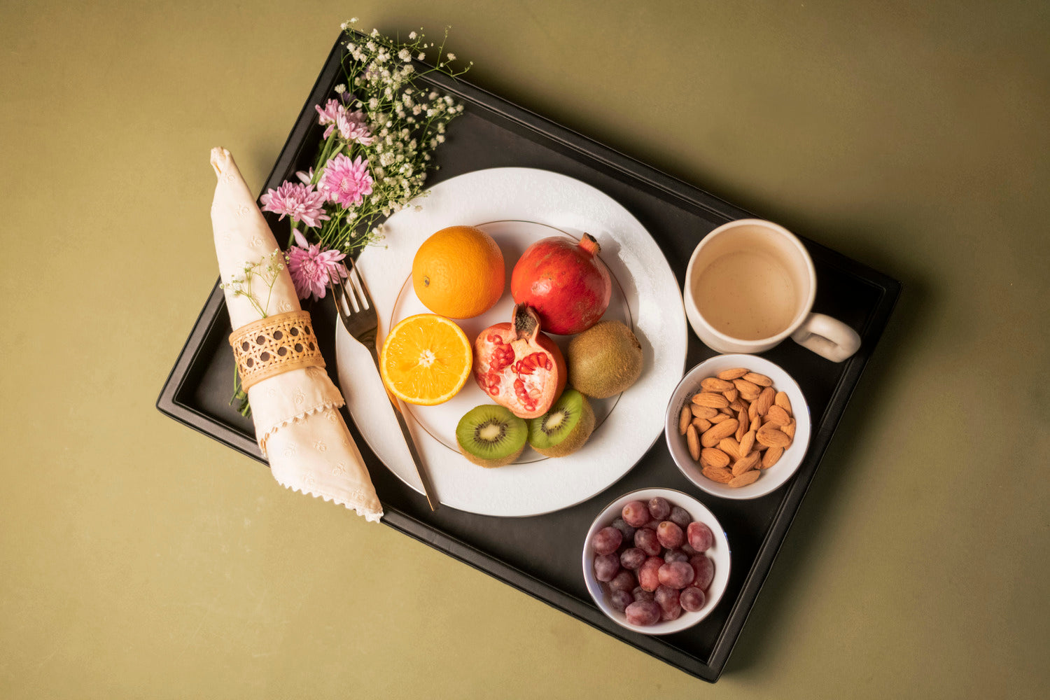 Vegan Leather Rattan Rectangle Tray