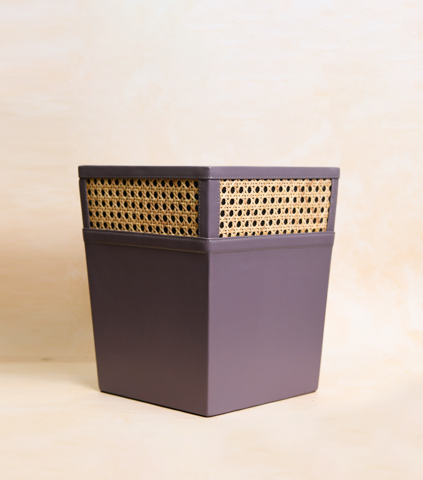 Vegan Leather and Rattan Aria Dustbin